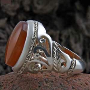 Islamic Silver Bright Stone Yemeni Agate Men's Ring