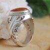 Persian Yemeni Aqeeq Silver Ring for Men Red