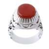 Persian Yemeni Aqeeq Silver Ring for Men Bright Red