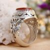 Persian Yemeni Aqeeq Silver Ring for Men Bright Red