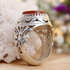 Muslim Silver Bright Stone Yemeni Agate Men's Ring