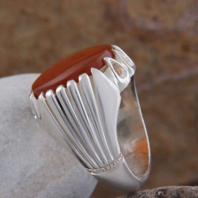 Persian Yemeni Aqeeq Silver Ring for Men Model Aqeeq