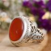 Persian Yemeni Aqeeq Silver Ring for Men Model King