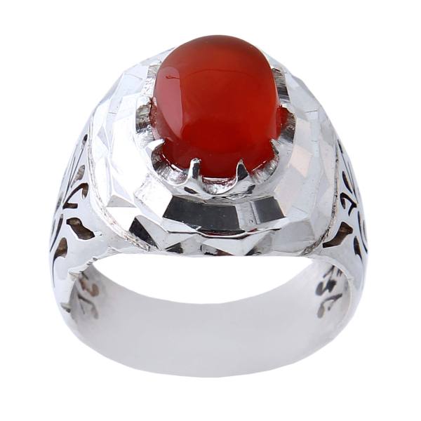 Persian Yemeni Aqeeq Silver Ring for Men Red