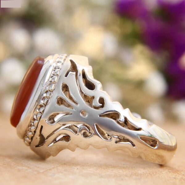 Persian Yemeni Aqeeq Silver Ring for Men Sahand