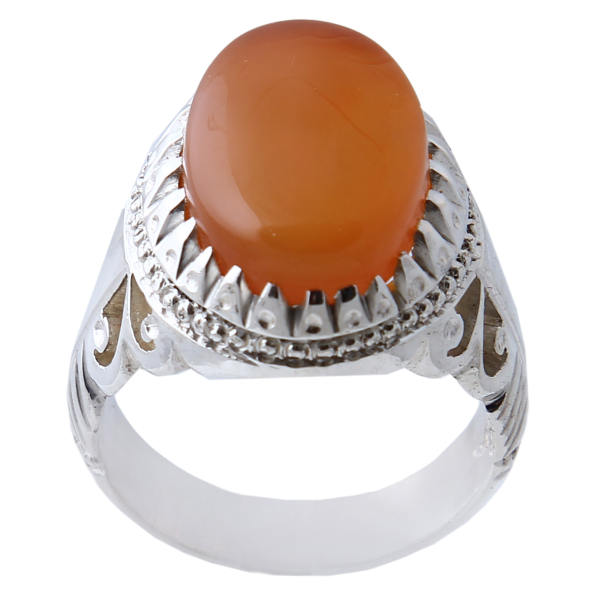 Persian Yemeni Aqeeq Silver Ring for Men Red