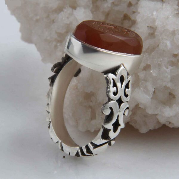 Islamic Agate Silver Ring for Men Elegance Ya Zeynab Kobra