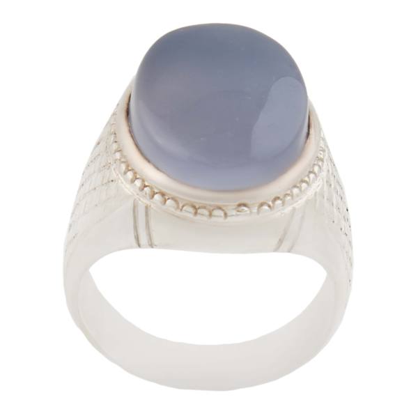 Persian Agate Silver Ring for Men Elegance Blue Lozenge