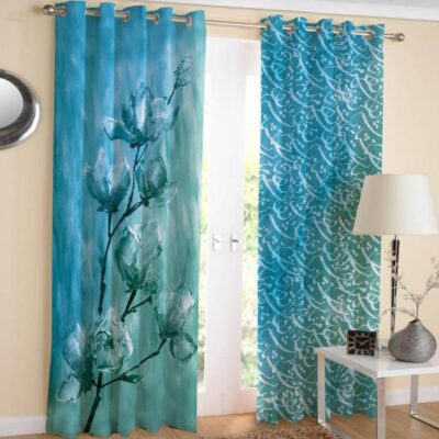 Printed Velvet Persian Eyelet Curtain – Calligraphy & Flowers