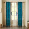 Persian Eyelet Curtain – Printed Velvet Blue Design