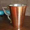 Persian Copper Cup - Handcrafted with Handle for Cold Drinks - Hammered Butterfly