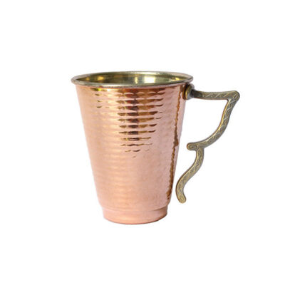 Persian Copper Cup – Handcrafted with Handle for Cold Drinks – Hammered Butterfly