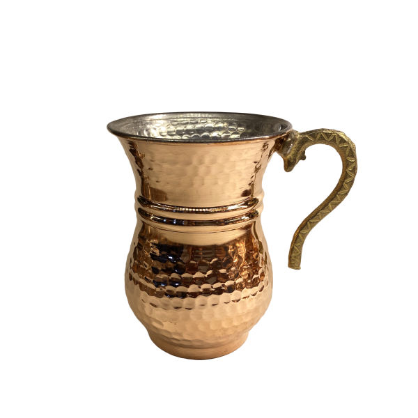 Persian Copper Cup - Handcrafted with Handle for Cold Drinks - Hammered Qalb