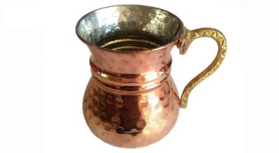 Persian Copper Cup – Handcrafted with Handle for Cold Drinks – Hammered Sheipouri