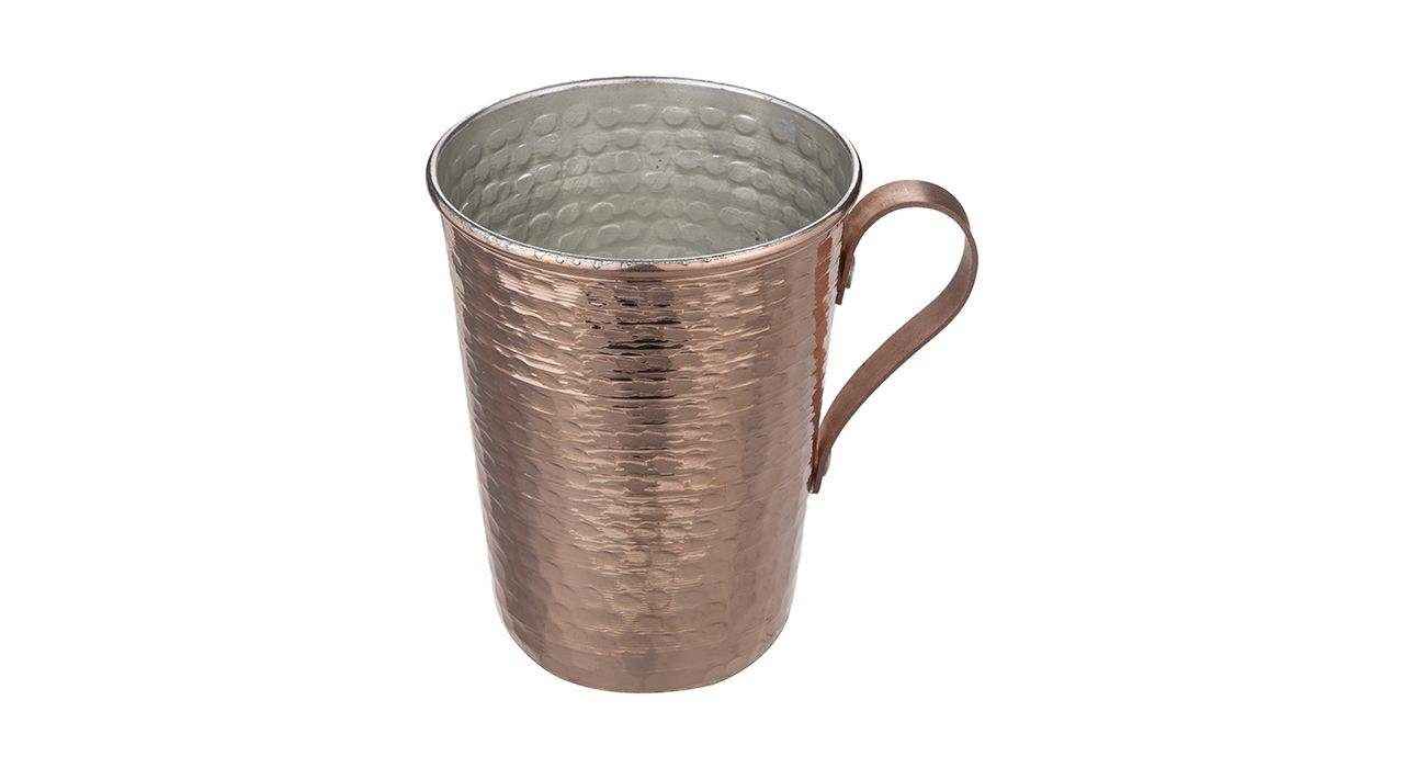 Persian Copper Cup – Handcrafted with Handle for Cold Drinks – Hammered Zanjani