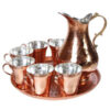Persian Copper Cup - Set of 8 Handcrafted with Handle for Cold Drinks - Hammered with Pitcher