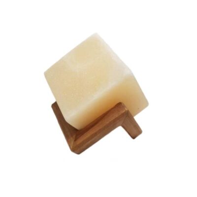 Persian Cube Salt Lamp – Handcrafted Design with Wooden Base