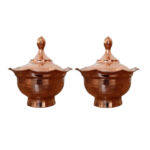 Set of 2 Handcrafted Persian Copper Sugar Bowl with – Hammered Traditional