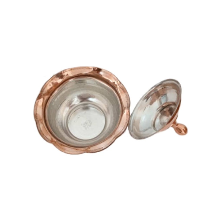 Set of 2 Handcrafted Persian Copper Sugar Bowl with – Hammered Traditional
