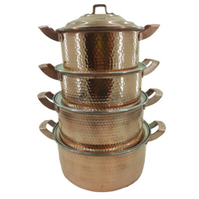 Persian Copper Stock Pot – Traditional Hammered Cooking Set of 4