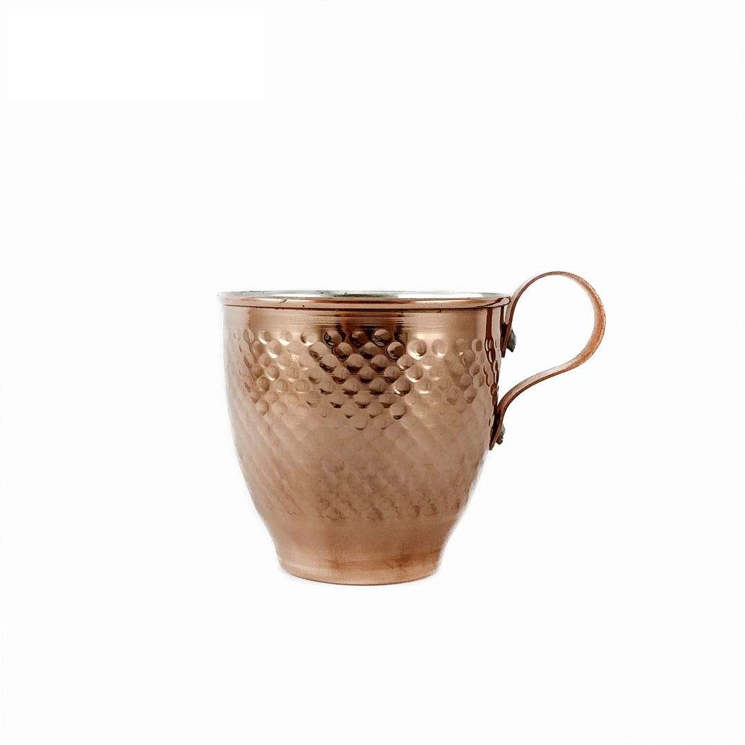 Persian Copper Cup – Set of 6 Handcrafted with Handle for Cold Drinks – Hammered Khomree