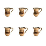 Persian Copper Cup – Set of 6 Handcrafted with Handle for Cold Drinks – Hammered