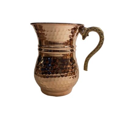 Persian Copper Cup – Set of 6 Handcrafted with Handle for Cold Drinks – Hammered