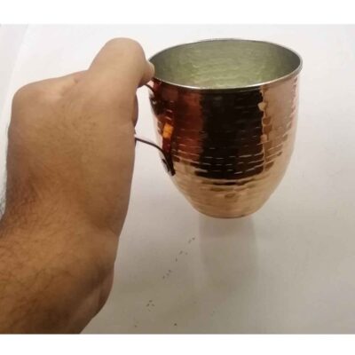 Persian Copper Cup – Set of 6 Handcrafted with Handle for Cold Drinks – Hammered Ctar