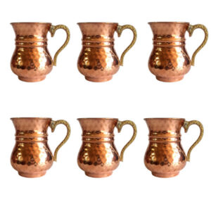 Persian Set of 6 Handmade Copper Cup Model Heart