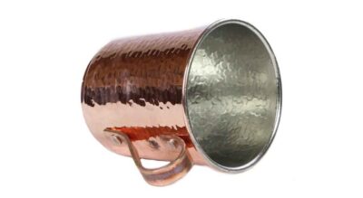 Persian Copper Cup – Set of 6 Handcrafted with Handle for Cold Drinks – Hammered Lale