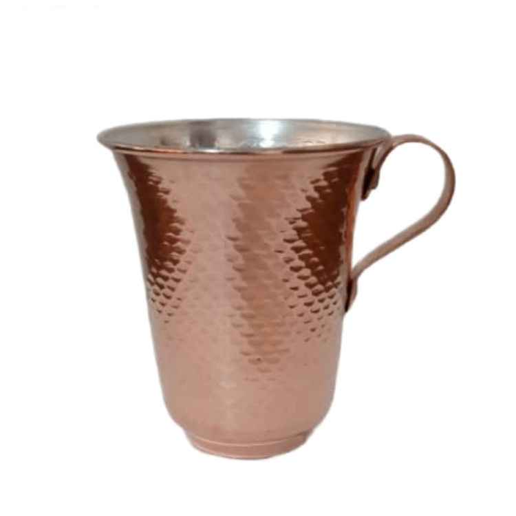 Persian Copper Cup – Set of 3 Handcrafted with Handle for Cold Drinks – Hammered Maha