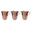 Persian Copper Cup - Set of 3 Handcrafted with Handle for Cold Drinks - Hammered Maha