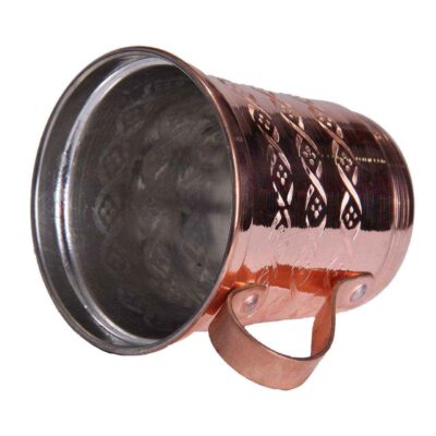 Persian Copper Cup – Set of 6 Handcrafted with Handle for Cold Drinks – Hammered Ava