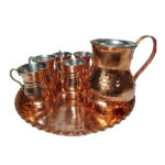 Persian Copper Cup – Set of 8 Handcrafted with Handle for Cold Drinks – Hammered Lale