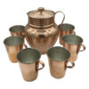 Set of 8 Persian Copper Pitcher & Cups Traditional Nil