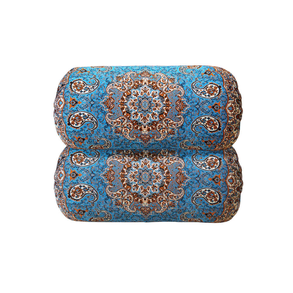 Traditional Persian Cylindrical Bolster Pillow with Elegant Termeh Fabric Salar