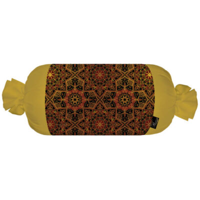 Traditional Persian Cylindrical Bolster Pillow with Velvet Fabric Atila