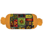 Traditional Persian Cylindrical Bolster Pillow with Velvet Fabric Diana