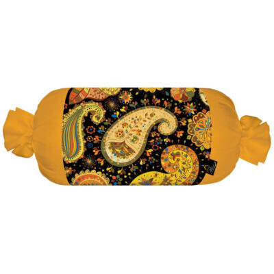 Traditional Persian Cylindrical Bolster Pillow with Velvet Fabric Qajari