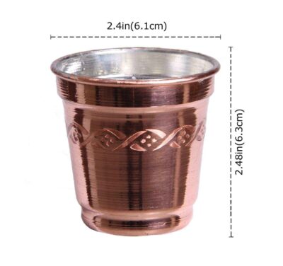 Persian Copper Cup – Set of 6 Handcrafted with Handle for Cold Drinks – Hammered Yas