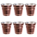 Persian Copper Cup - Set of 6 Handcrafted with Handle for Cold Drinks - Hammered Yas