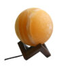 Persian Globe Salt Lamp - Handcrafted Araz Design with Wooden Base