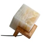 Persian Cube Salt Lamp – Handcrafted Mahla Design with Wooden Base