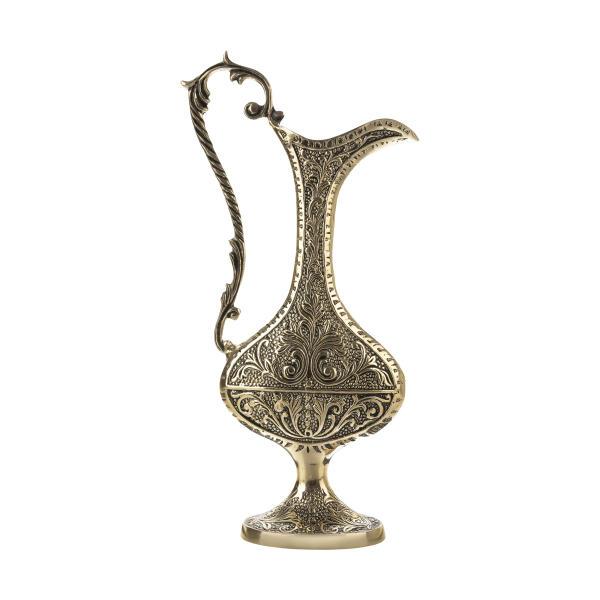 Decorative Brass Pitcher Handcrafted Indian Engraved Footed