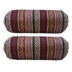 Set of 2 Traditional Persian Cylindrical Bolster Pillow with Elegant Jajim Fabric Red