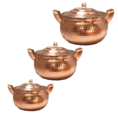 Persian Copper Stock Pot – Traditional Hammered Cooking Style (3x)