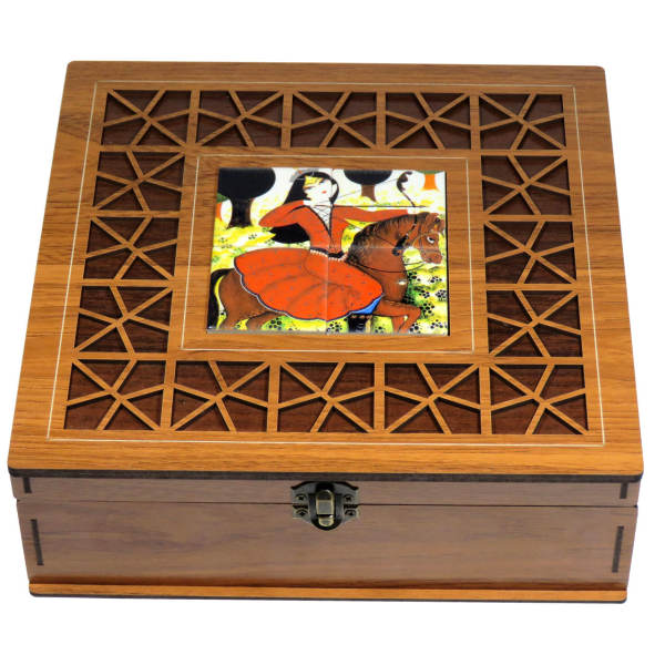 Persian Wooden Tea Bag Organizer Box with Chests Khatoon