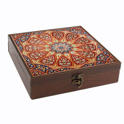 Persian Wooden Tea Bag Organizer Box with Chests Majnoon