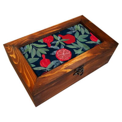 Persian Wooden Tea Bag Organizer Box with Chests Pomegranate