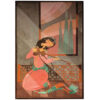 Original Persian Abstract Art Painting - Watercolor on Wood, Musician Girl with Setar